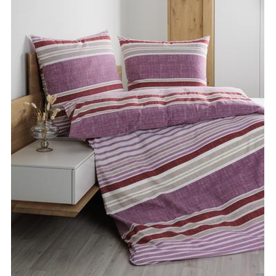 Bettwäsche JANINE "Feinbiber65169 05", beere granat, B/L: 155cm x 220cm, , Feinbiber, B/L: 80cm x 80cm, Feinbiber, Obermaterial: 100% Baumwolle, Bettwäsche, mit Reissverschluss Image