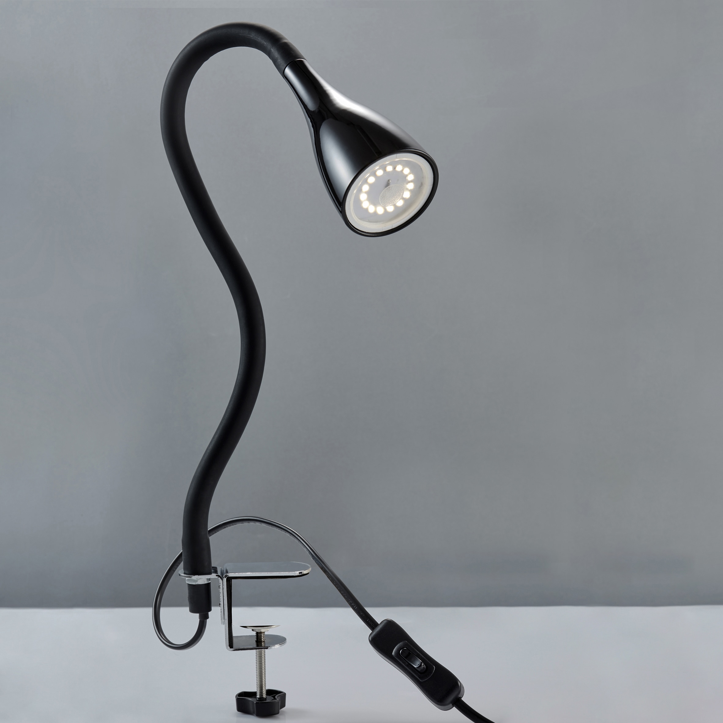 B.K.LICHT LED Klemmleuchte "Sirius", schwarz, 1, H: 60cm, Leuchten, 3-stufig, dimmbar, flexibler Schwanenhals mit Silikonmantel Image