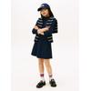 Skaterkleid TOMMY HILFIGER "ESSENTIAL SKATER DRESS L/S", Mädchen, Gr. 10 (140), N-Gr, blau (schwarz night navy), Web, Obermaterial: 72% Polyester, 23% Modal, 5% Elasthan, unifarben, casual, regular fit kniefrei, Rundhals, Langarm eingesetzt gerader...