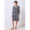 Tunikakleid STREET ONE STUDIO, Damen, Gr. 44, EURO-Größen, schwarz void blau, Stoff, 100% Viskose, bedruckt, casual, regular fit knieumspielend, Rundhals, Langarm Manschette, Kleider, aus Viskose