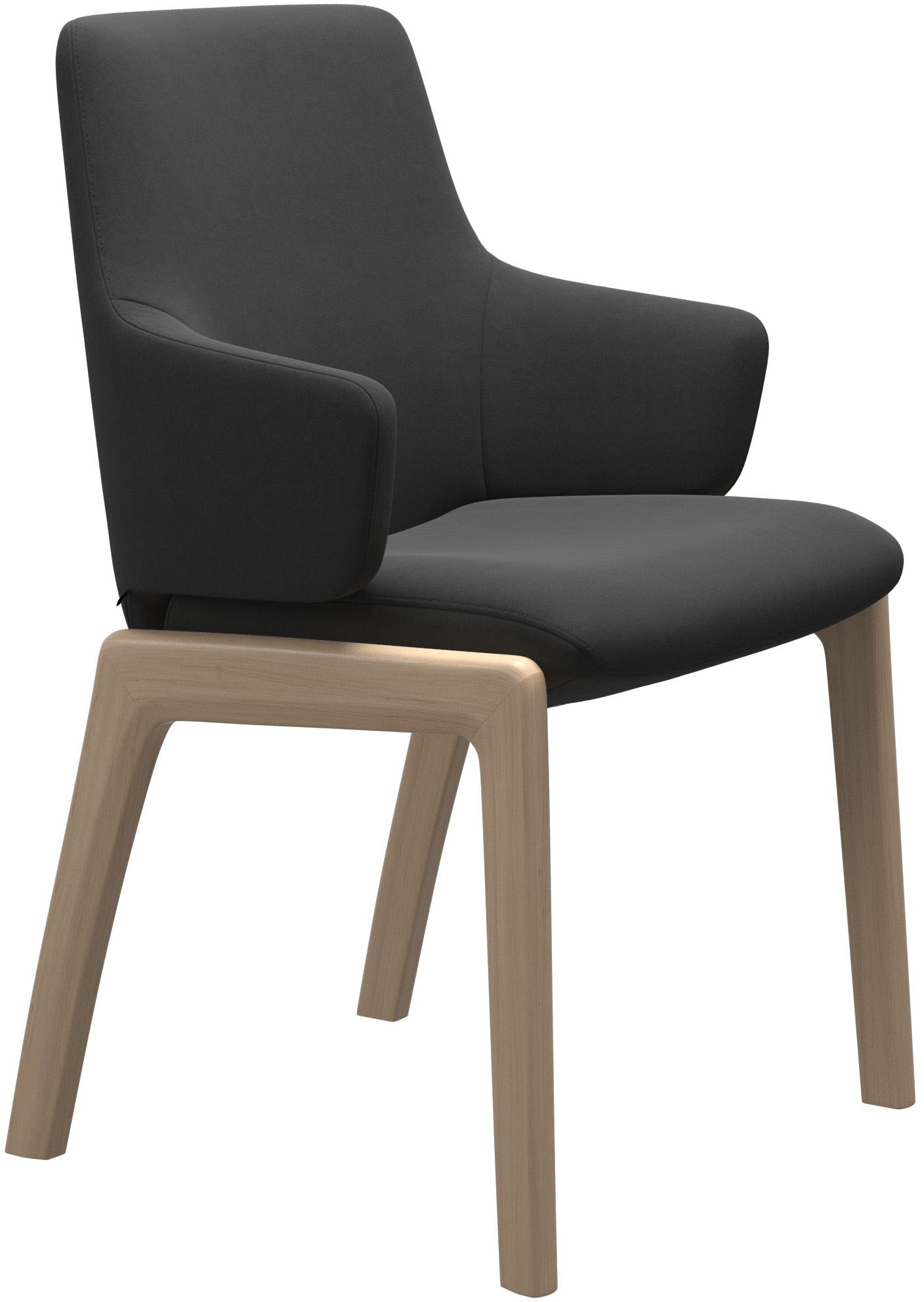 Polsterstuhl STRESSLESS "Laurel", grau (charcoal dinamica, eiche gekalkt), B:58cm H:92cm T:59cm, Microfaser DINAMICA (88% Polyester, 12% Polyurethan), Stühle, Low Back mit Armlehne, Größe L, abgerundete Beine in Eiche gekalkt Image