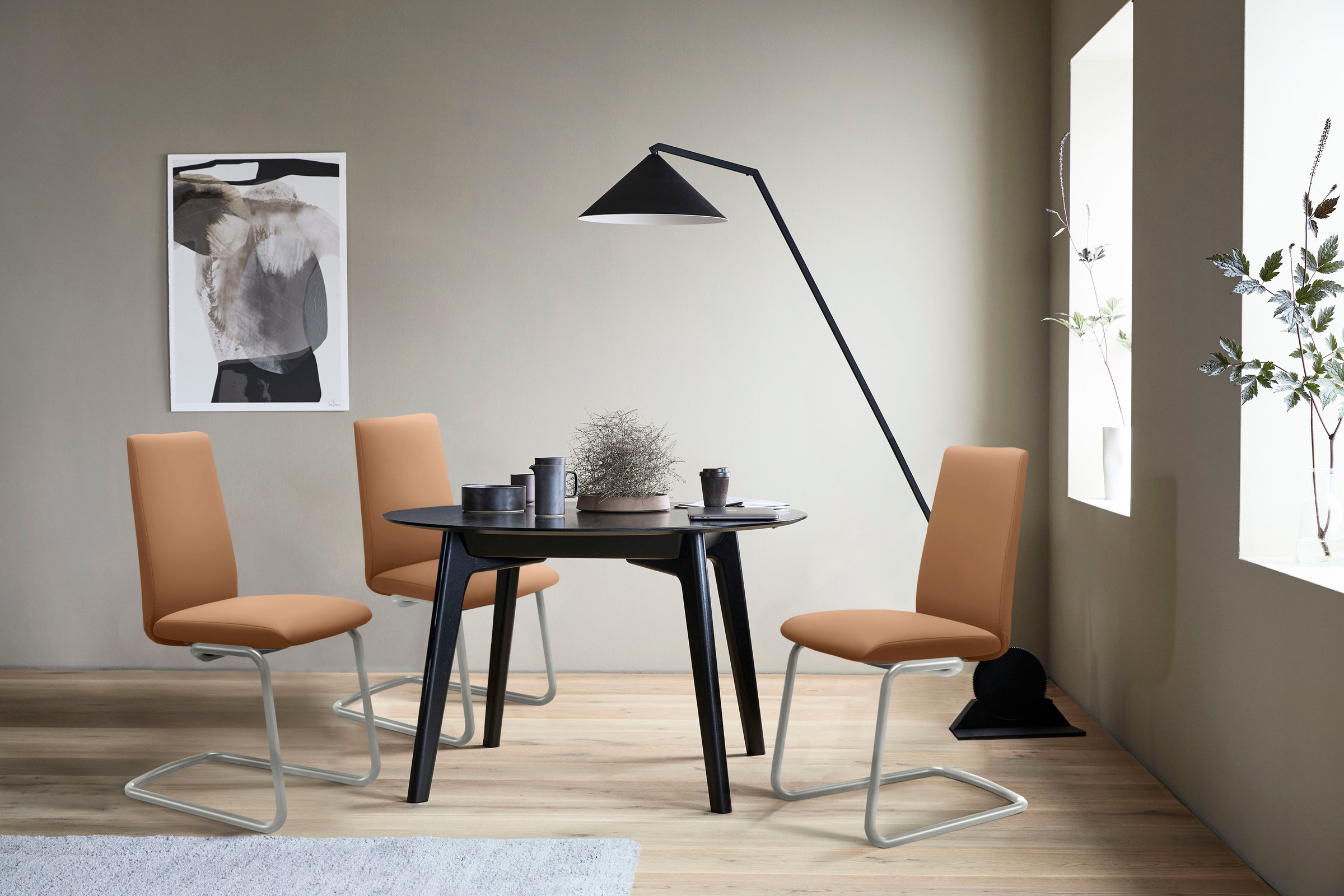 Polsterstuhl STRESSLESS "Laurel", braun (taupe paloma, chrom glänzend), B:53cm H:92cm T:59cm, Leder PALOMA: PALOMA ist ein durchgefärbtes Semianilin-Möbelleder mit natürlicher Narbung., Stühle, Polsterstuhl, Low Back, Größe L, mit Beinen aus Stahl...