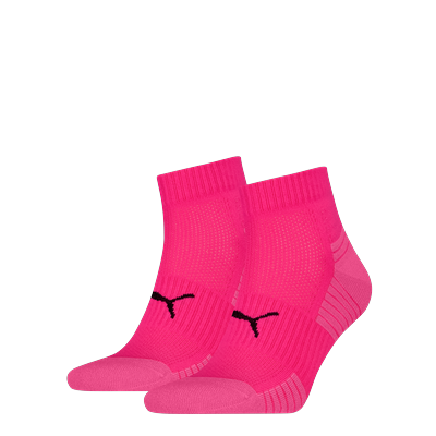 Kurzsocken PUMA "PUMA UNISEX SPORT CUSHIONED QUARTER 2P", Damen, Gr. 35-38, pink (pink combo), Materialmix, normal, Socken, Rippenbündchen, optimierte Dämpfung für zusätzlichen Komfort Image
