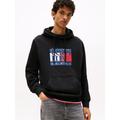Hoodie TOMMY JEANS "TJM RWB FLAG", Herren, Gr. 4XL, schwarz, Sweatware, Obermaterial: 100% Baumwolle, casual, regular fit, Langarm Bündchen, Sweatshirts, Regular Fit, Sweatshirt, mehrfarbiger Print