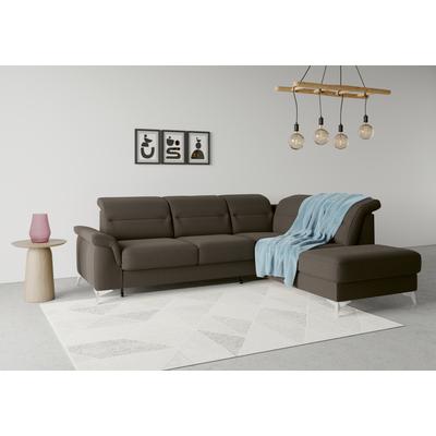 Ecksofa SIT & MORE "Sinatra L-Form", braun (espresso), B:251cm H:85cm T:220cm, 90% Polyester, 10% Polyamid, Sofas, mit Ottomane, optional mit Kopfteilverstellung und Armteilfunktion Image