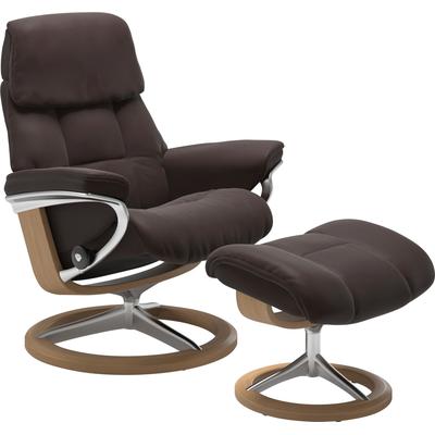 Relaxsessel STRESSLESS "Ruby", braun (chocolate paloma), B:78cm H:100cm T:76cm, Leder PALOMA: durchgefärbtes Semianilin-Möbelleder, Leder BATICK: durchgefärbtes und genarbtes Möbelleder, Sessel, mit Signature Base, Größe M, Gestell Eiche, Wenge,... Image