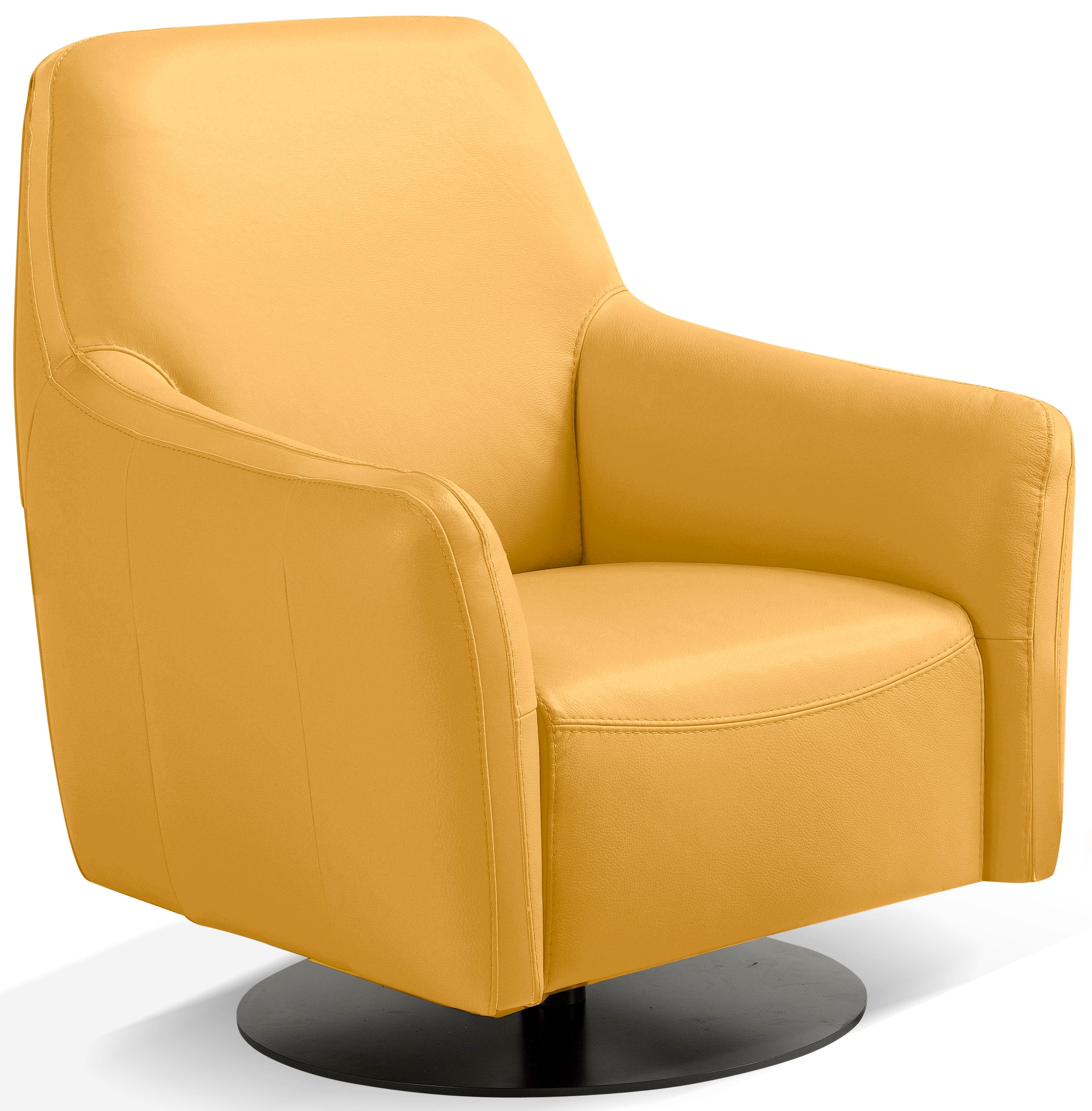 Sessel EGOITALIANO "Felicity Drehsessel mit Wippfunktion, kompakt und bequem, Loungesessel", gelb, B:77cm H:88cm T:85cm, Leder »BULL« (echtes Rindsleder). Geschliffenes, pigmentiertes und behandeltes Rindsleder mit einer Dicke von 1, 3-1, 5 mm....