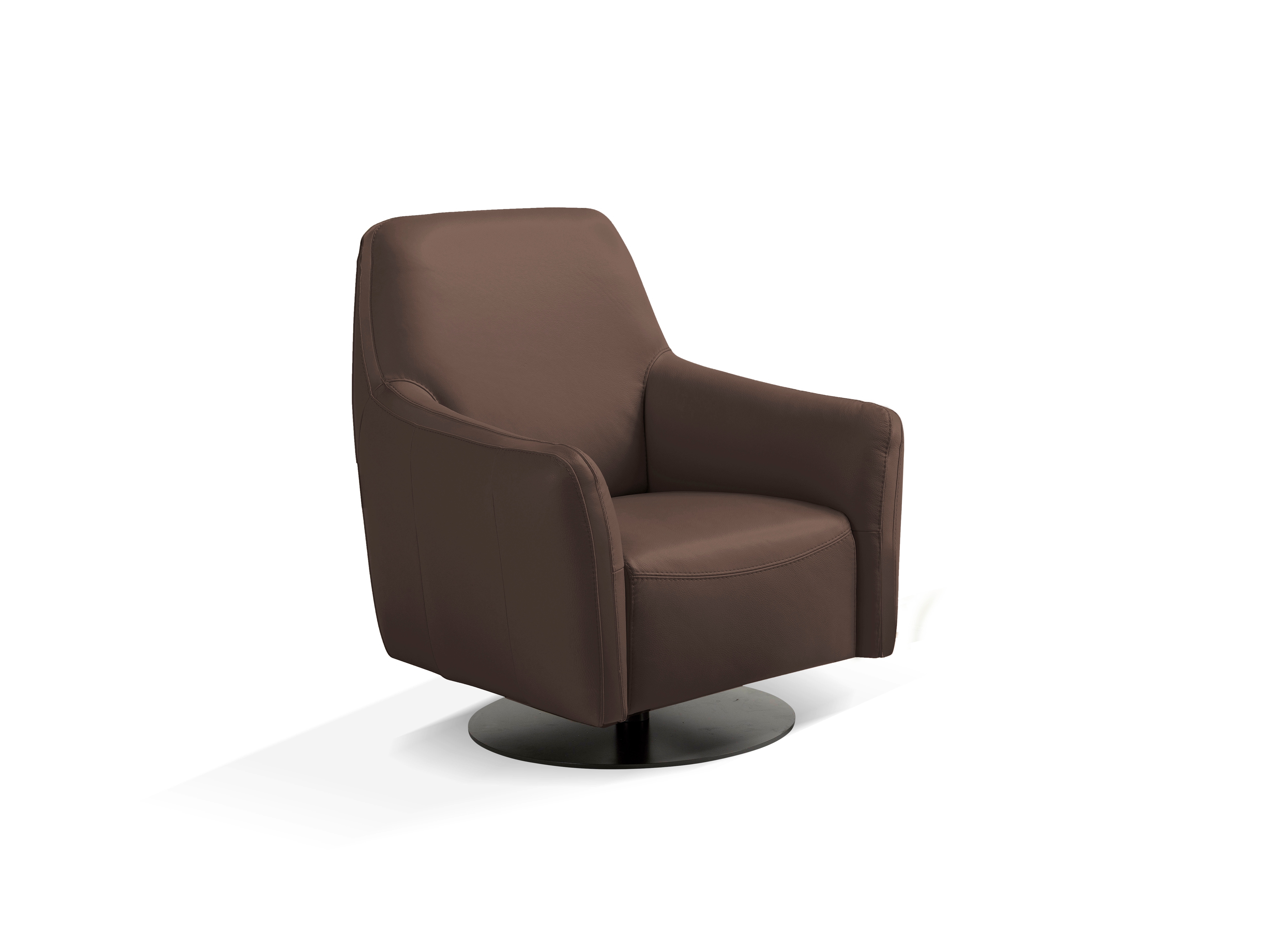 Sessel EGOITALIANO "Felicity Drehsessel mit Wippfunktion, kompakt und bequem, Loungesessel", braun (chocolate), B:77cm H:88cm T:85cm, Leder »BULL« (echtes Rindsleder). Geschliffenes, pigmentiertes und behandeltes Rindsleder mit einer Dicke von 1,...