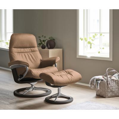 Relaxsessel STRESSLESS "Sunrise", braun (latte batick), B:79cm H:103cm T:73cm, Leder BATICK: BATICK ist ein leicht korrigiertes, durchgefärbtes und genarbtes Möbelleder, bei dem die meisten Unebenheiten und Spuren in der Regel entfernt wurden.,... Image