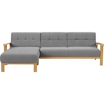 Ecksofa SIT & MORE "Billund L-Form", grau (gray), B:264cm H:88cm T:183cm, 100% Polyester, Sofas, Armlehnen aus eichefarbigem Buchenholz, verschiedene Bezüge und Farben Image