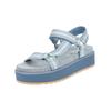 Riemchensandale STEVE MADDEN "STEVE MADDEN Sandalen Textil", Damen, Gr. 39, blau (denim), Textil, casual, Schuhe