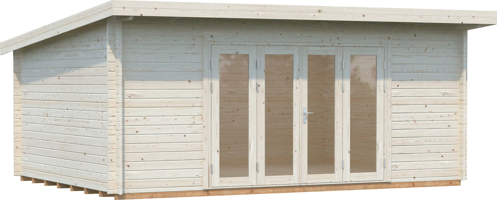 Gartenhaus PALMAKO "Lea", beige (naturbelassen), Fußboden im Gartenhaus, ohne Dacheindeckung, Massivholz, Gartenhäuser, Gartenhaus, 19,4 m², mit Fußboden im Gartenhaus