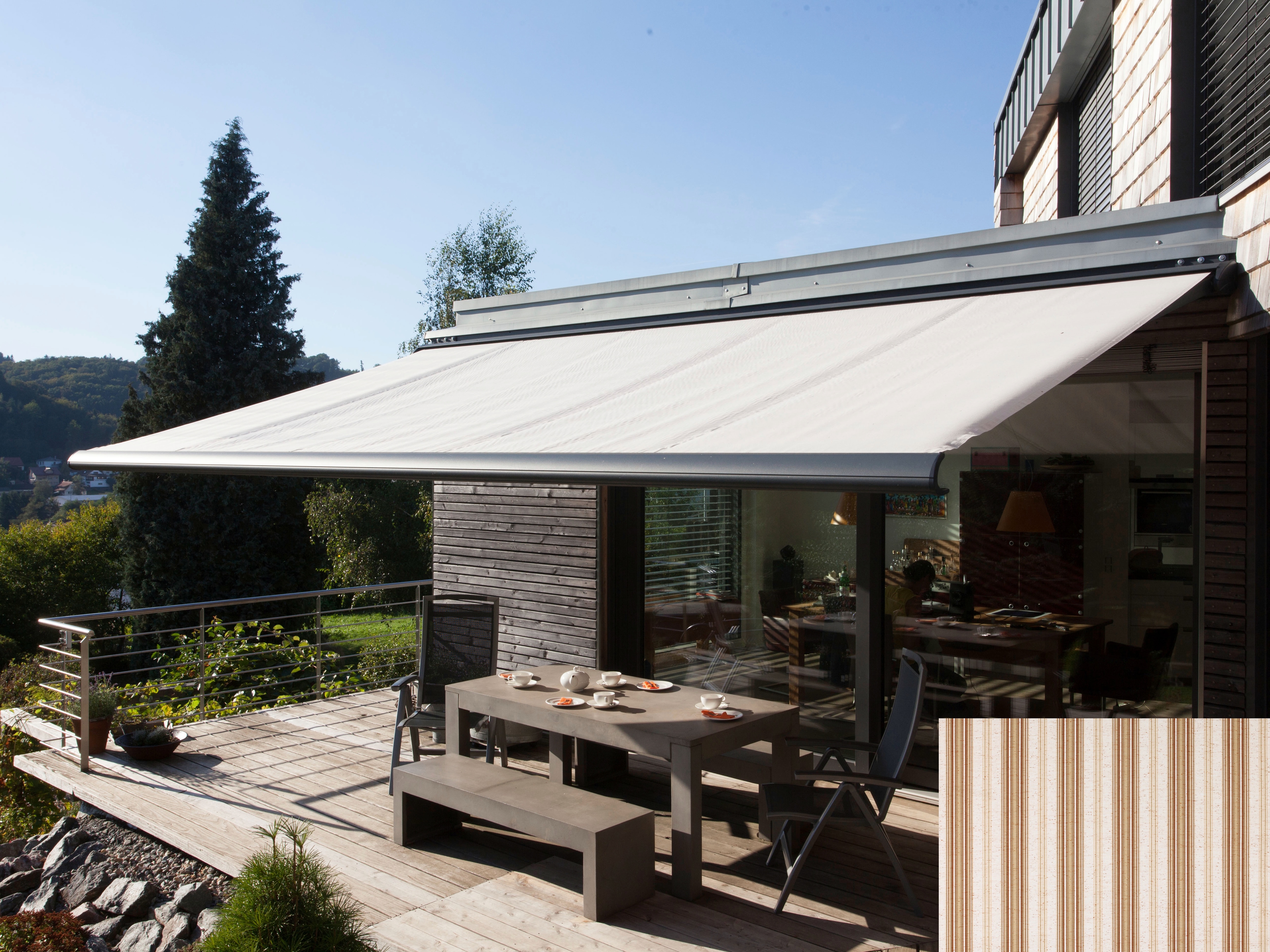 Kassettenmarkise WISMAR "Classic S-Compact", braun (braun, beige), B:550cm, Polyacryl, Markisen, Breite: 550 cm, Ausfall: 300 cm