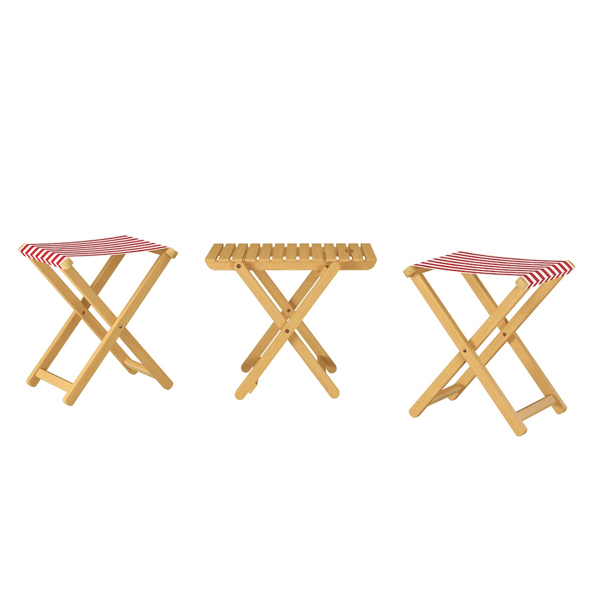 Erst-Holz Klappstuhl Anglerstuhl Gartenstuhl Buche massiv Stoff rot-weiß Set wählbar V-10-216N-14 Image