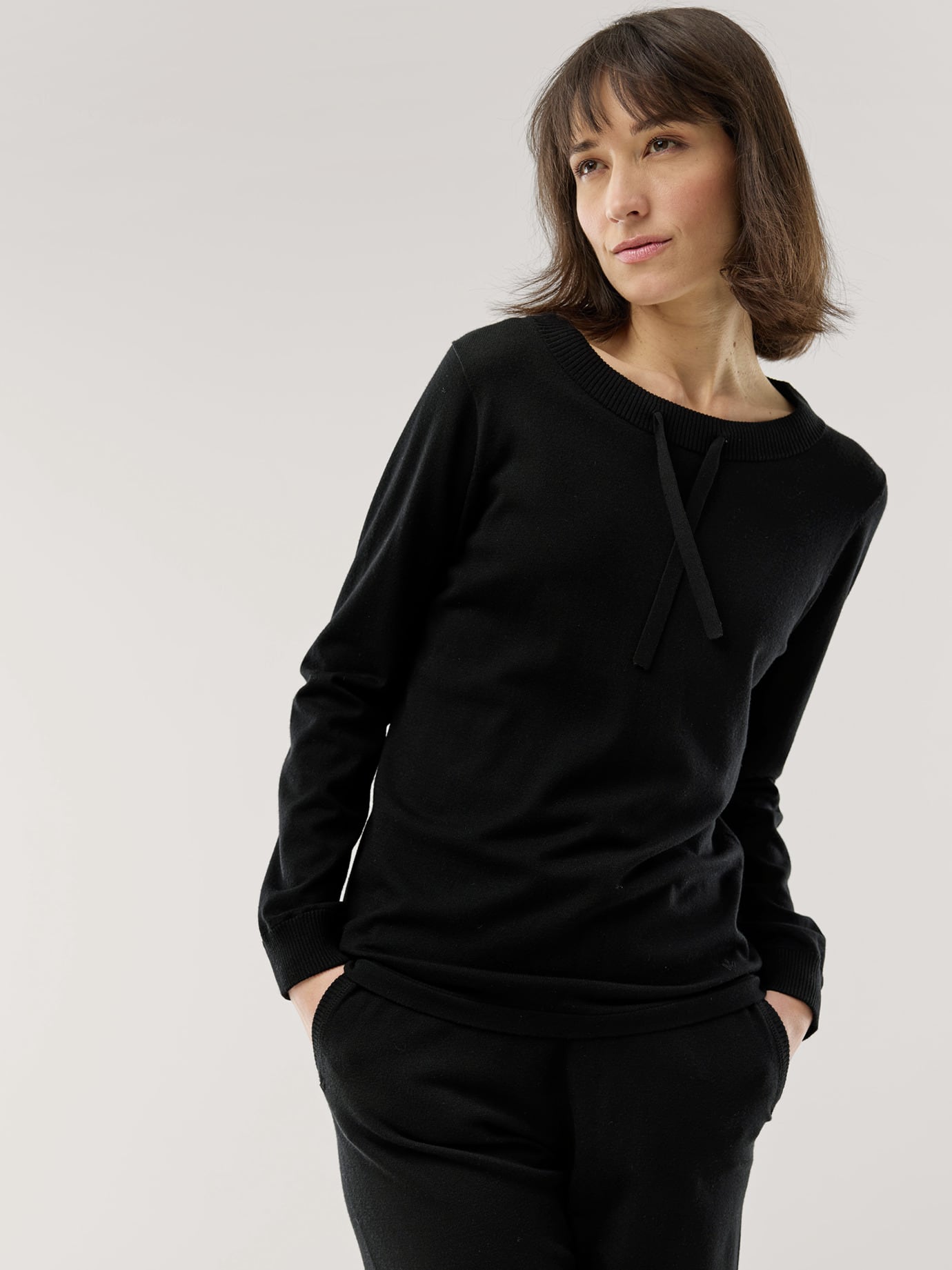 Walbusch Damen Lounge Strick-Pullover Schwarz