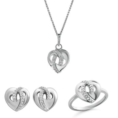 Orphelia 'Amore' Damen-Set aus 925 Sterling Silber: Halskette + Ohrringe + Ring - Silber SET-7577 Image