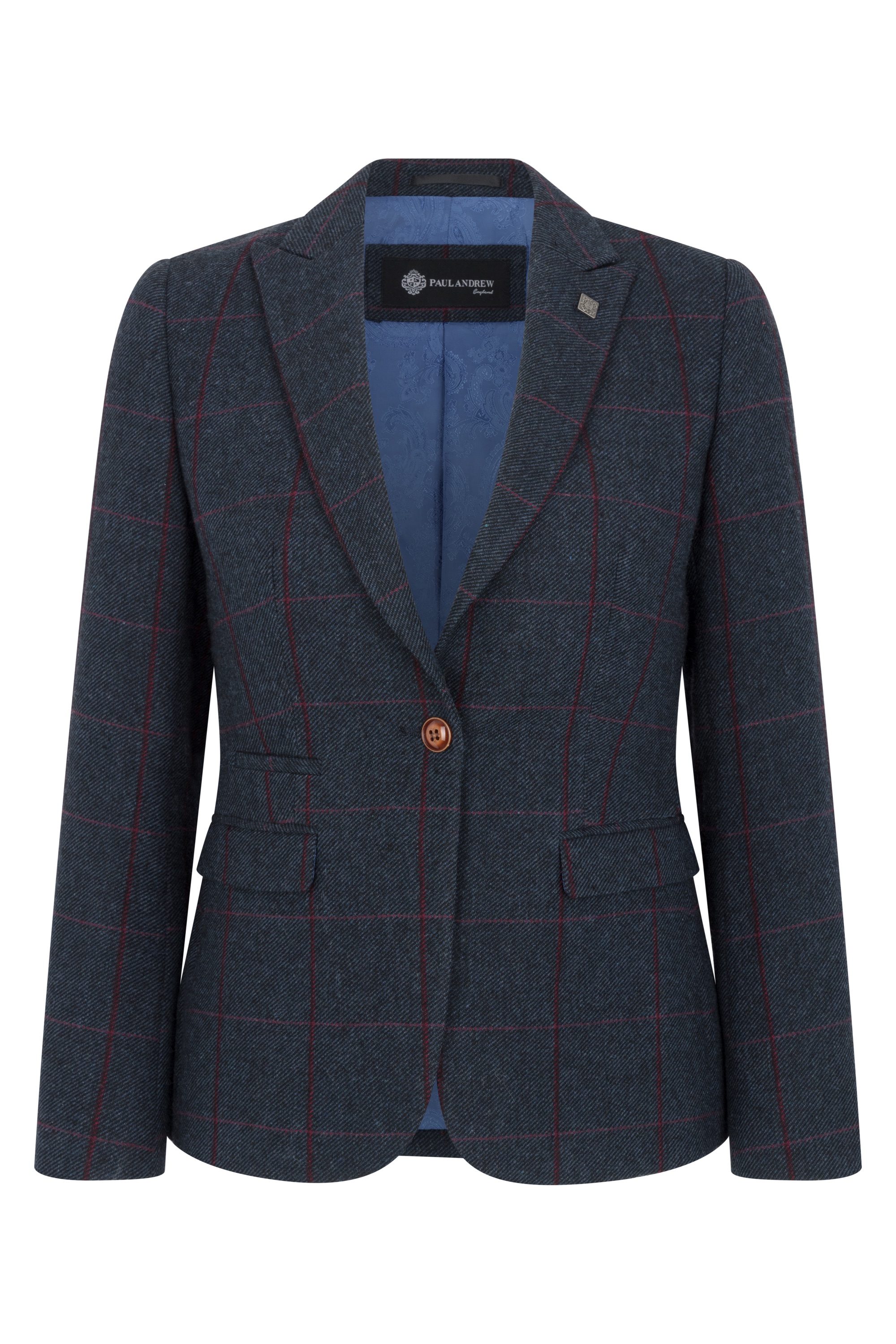 Marineblauer, taillierter Tweed-Blazer für Damen Image