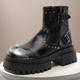 Men's Black Chunky Buckle Ankle Boots – Punk Rock Platform Combat Boots for Gothic Fashion Fall Streetwear