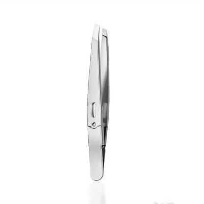 1pc Precision Tweezers for Eyebrows and Facial Hair, Durable Stainless Steel Hair Removal Tweezers for Plucking Beard and Brows, Essential Beauty Tool for Daily Grooming