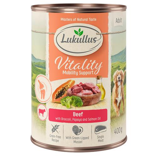12x400g Articulations bœuf sans céréales Vitality Lukullus nourriture humide pour chien