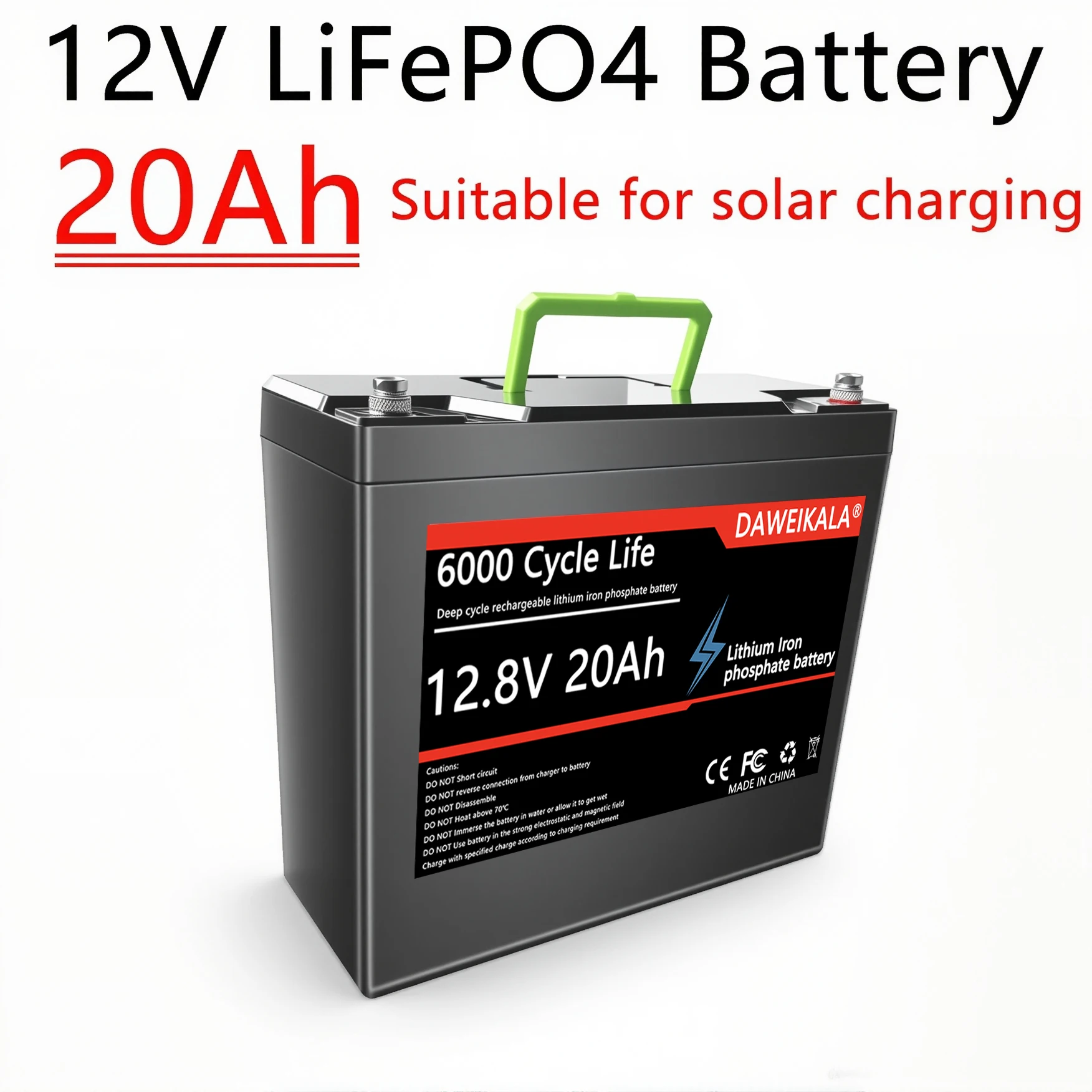 Neue 12V 20Ah Batterie LiFePO4 DeepCycle Akku mit 20A BMS für Solar Wind Power Ride-on Spielzeug Camping Ausrüstung Image