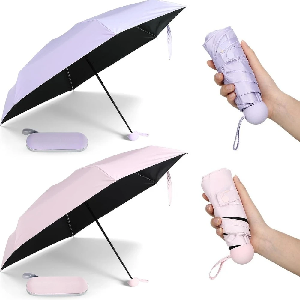Sonnen- und Regenschirme, leichter, kompakter Taschenschirm, winddichter, faltbarer Reiseschirm mit Aufbewahrungsbox, sonnige regnerische Tage Image