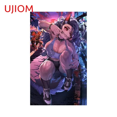 UJIOM Coole Helluva Boss Loona Wandaufkleber, beliebter Anime-Charakter, Kühlschrank-Aufkleber, Okklusion, Kratzer, attraktives Dekor Image