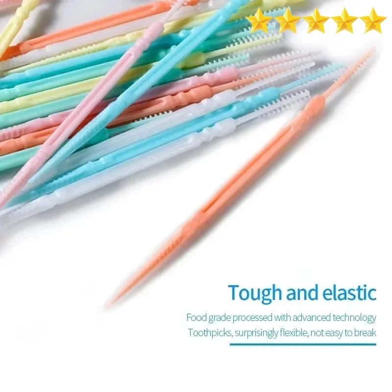 【Heiße Verkäufe】Einweg-Doppelkopfseide 200 Zahnstocher, Zahnseide, Zahnstocher Zahnreinigungs- und Pflegezubehör Image