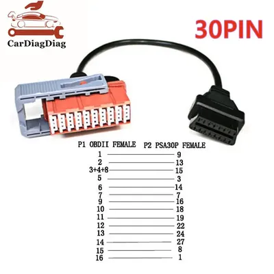 Neue PSA 30 Pin Kabel Für Citroen PSA 30Pin zu OBD OBD2 16 Pin Stecker Konverter Diagnose Werkzeug Für Peu-geot Für Lexia3