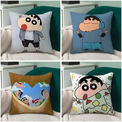 C-Crayon-S-Shin-chanS Avatar Dekokissenbezug im nordischen Vintage-Stil, Kissenbezüge für Zuhause, Wohnzimmer, Sofa, Couch, Sitzdekoration Image