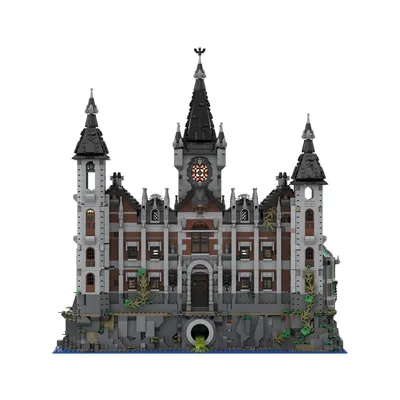 Gobricks MOC Film Modulare Arkham Asylum Bausteine Modell Schwarz Asylum Schloss Ziegel Zusammengebautes Spielzeug für Kinder Geschenk Image