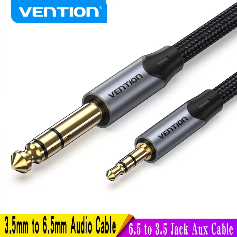 Vention 3,5 mm auf 6,35 mm Adapter-Aux-Kabel für Mischverstärker, vergoldet, 3,5 Klinke auf 6,5 Klinke, 0,5 m, 3 m, 5 m Aux Cabo Stecker auf Stecker Image
