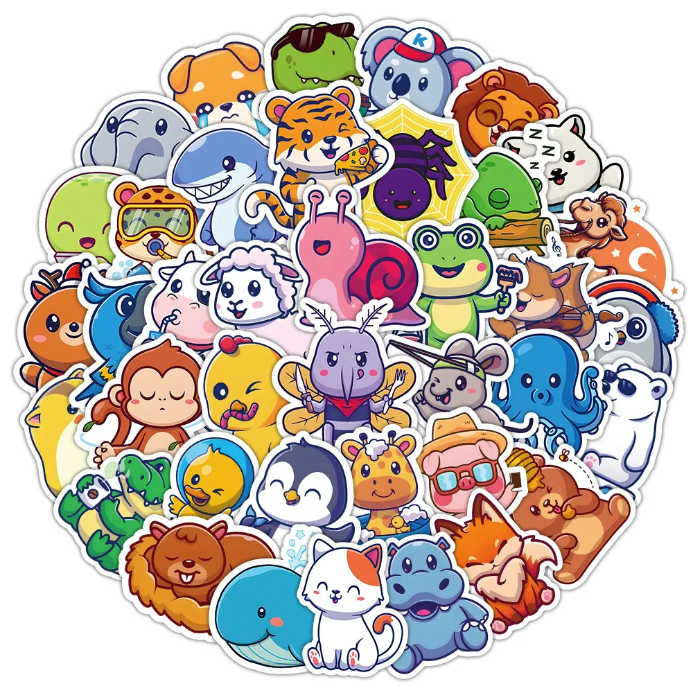 Cartoon-Tier-Graffiti-Aufkleber (50 Designs) | Abnehmbare Wandkunst für Kinderzimmerdekoration und DIY-Geschichtenerzählen (Anime Worlds Store) Image
