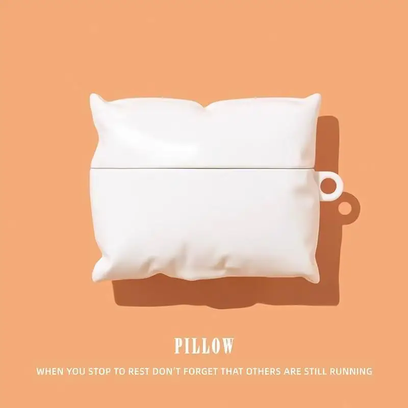 Creative Fun Weißes Kissen Silikon Schutzhülle für AirpodsPro2/3 Apple4 Generations Kopfhörer Shell Soft Cover Schutz Image