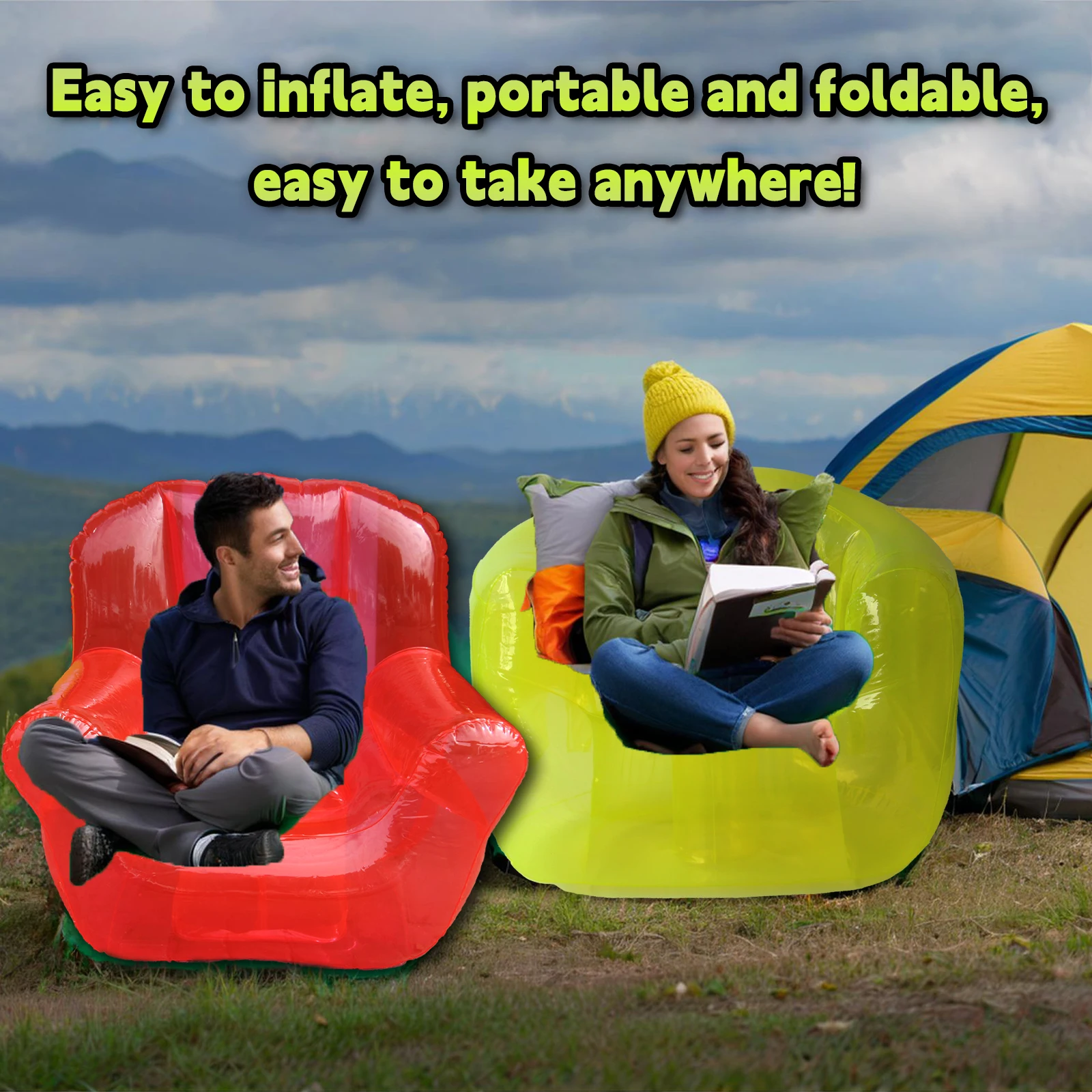 Aufblasbarer transparenter PVC-Loungesessel, aufblasbares Sofa für Camping, Hof, Terrasse, Luftcouch, Möbel, Strandzimmer im Freien Image