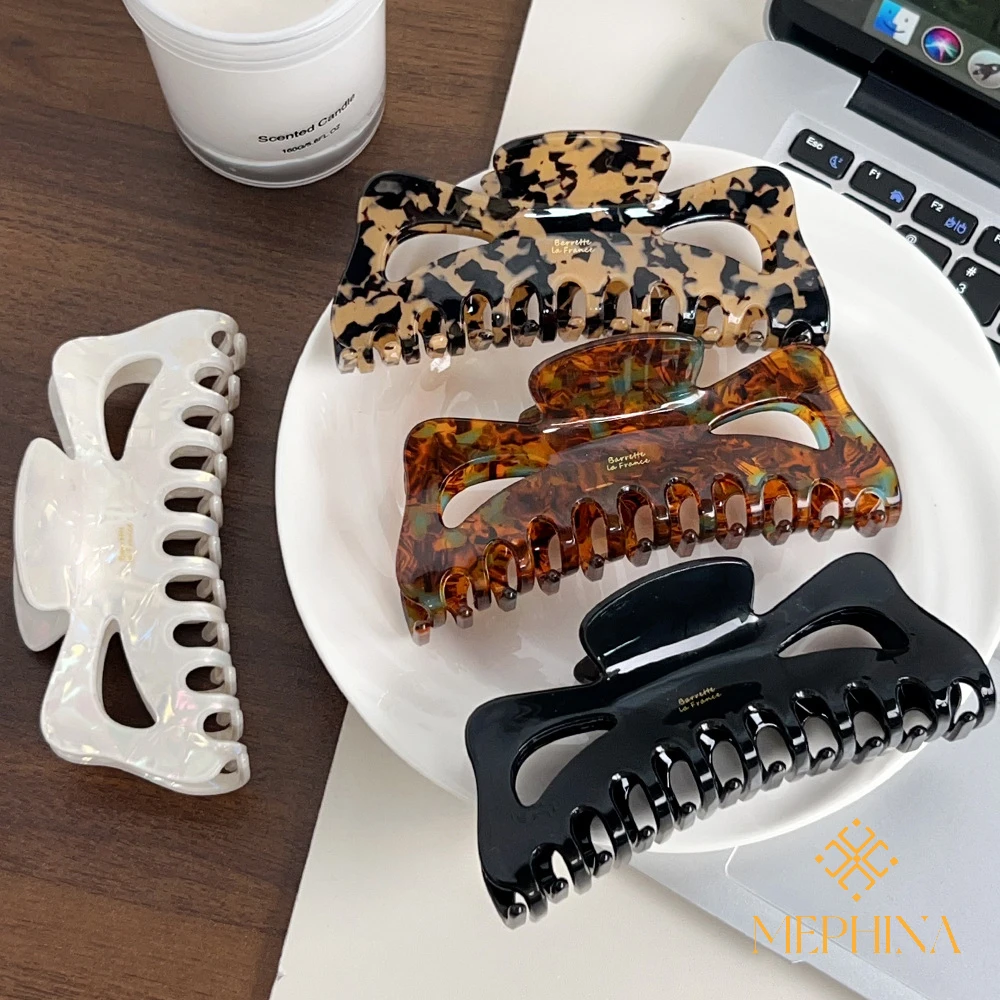 MEPHINA Vintage-Haarklammern, große Haarklammern, Haarspange mit Leopardenmuster, elegante Haarnadel, edles Haarklammer-Zubehör für Frauen Image