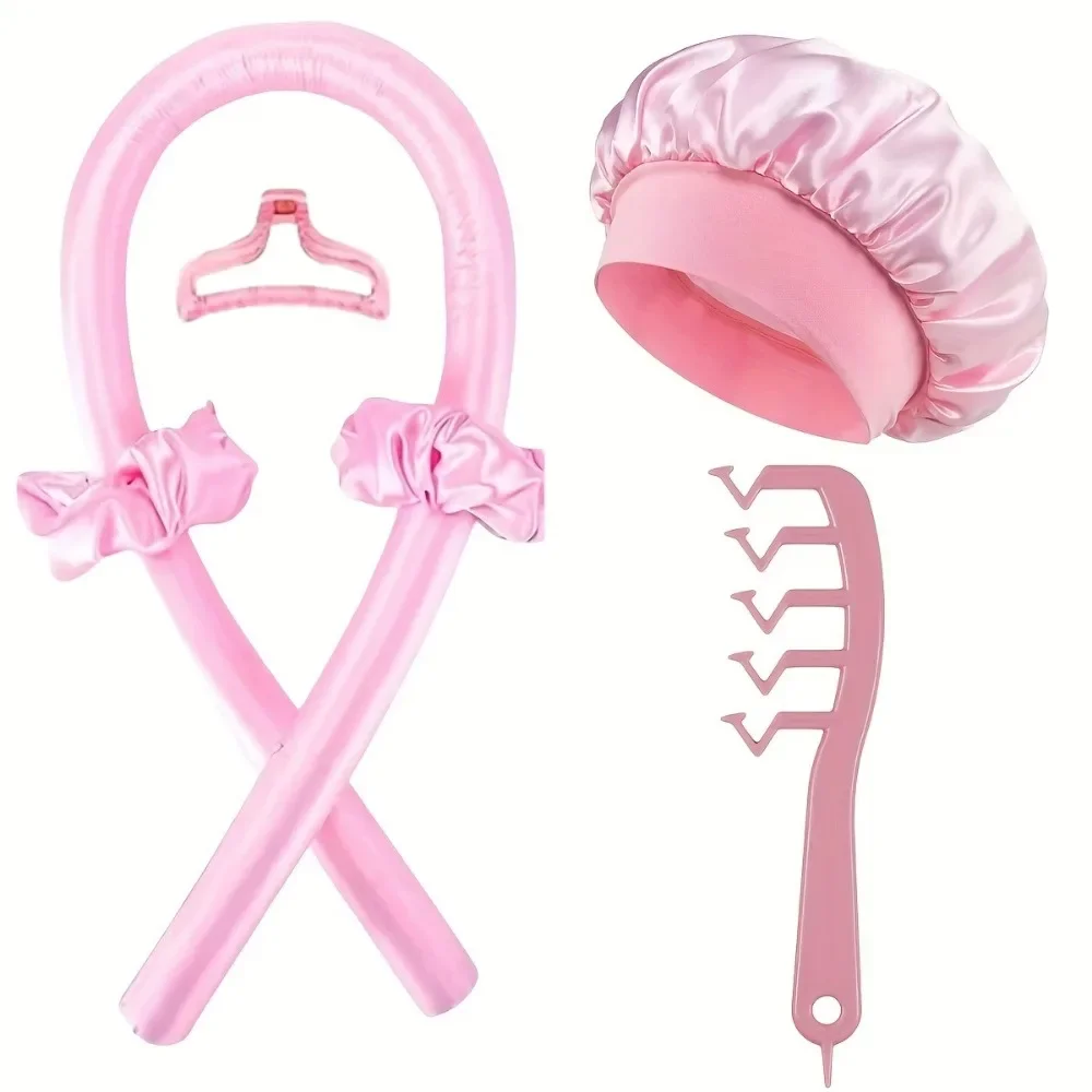 6PCS Heatless Curling Stange Stirnband Weiche Haar Curler Keine Wärme Locken Rollen Über Nacht Faul Locken Schlafen Kappe Kamm Styling werkzeuge Image