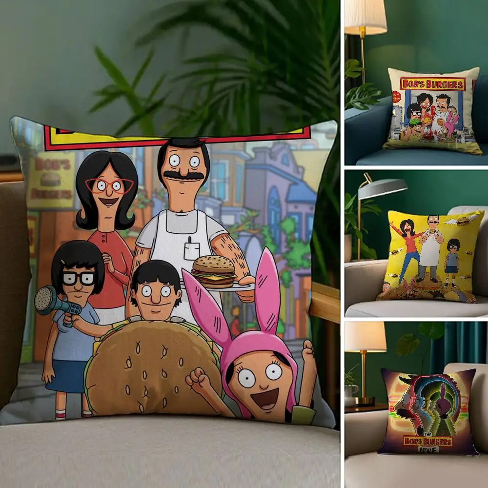 Cartoon B-Bobs B-Burgers Kissenbezug, Plüschstoff, weicher doppelseitiger Druck, Sofa-Kissenbezug, Überwurf-Kissenbezüge Image