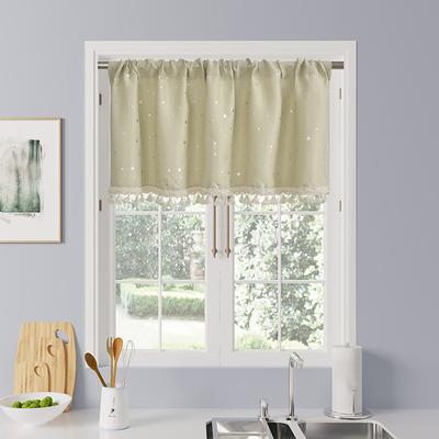 Curtain Drapes Modern Minimalist Silver Foil Star Lace Short Curtains - Kitchen Half-Drape, Soft Home Decor Fabric Door Window Curtains