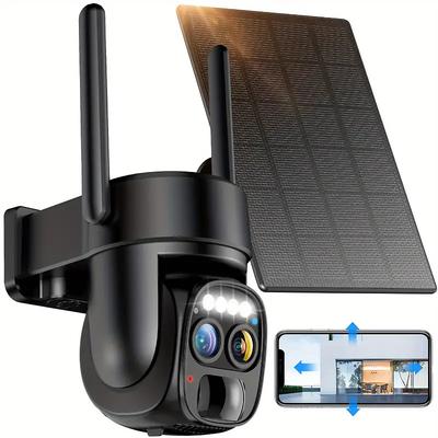 8x Zoom 360-degree Low-power Cctv Solar Panel Battery 2k Fhd Wifi Camera With Spotlight Alarm Motion Detection Colour Night Vision Two-way Audio And Ip66 Waterproof Rating