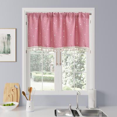 Curtain Drapes Modern Minimalist Silver Foil Star Lace Short Curtains - Kitchen Half-Drape, Soft Home Decor Fabric Door Window Curtains