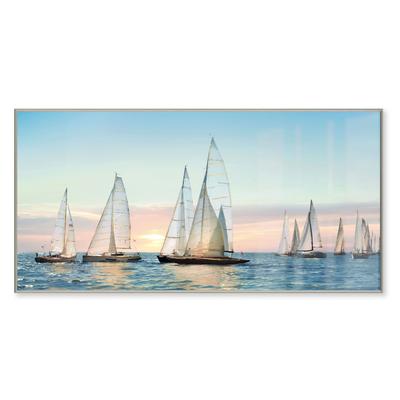 La Casa »Sailing regatta at sunset« Glasbild 160x80 cm gerahmt Image