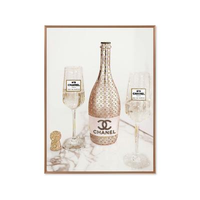 La Casa »Champagner with glasses« Glasbild mit Strassapplikationen 60x80 cm gerahmt Image