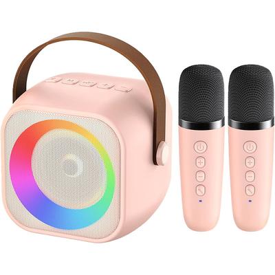 Mini Mic Pro Mini Karaoke Machine for Kids Adults, Portable Bluetooth Speaker with 1/2 Wireless Microphones, Birthday Gifts Toys for Girls