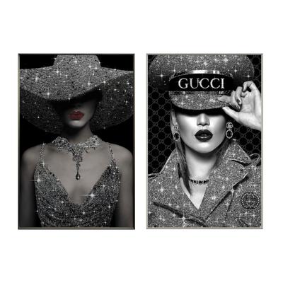 La Casa »Lady Diamant« Glasbilder mit Strassapplikation 20x30 cm 2er-Set gerahmt Image