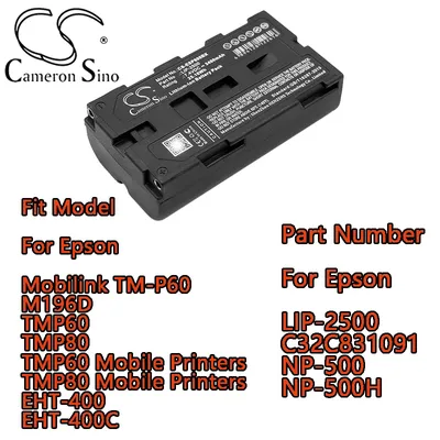 Portable Printer Battery For Epson Mobilink TM-P60 M196D TMP60 TMP80 TMP60 Mobile Printers TMP80 Mobile Printers EHT-400-400C