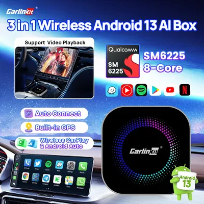 CarlinKit Android Auto Wireless CarPlay TV Box Android 13 Wifi 5GHz 8G 128G AI Box for Youtube Netflix Audi CarPlay Car