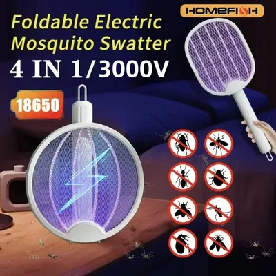 DW1 Home Dormitory Electric Mosquito Swatter Mosquito Killer Lamp 2 in 1 Purple Light Folding USB Rechargeable Insect Killer