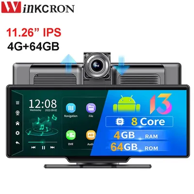10.26" IPS Car GPS Navigation 4G+64GB ADAS Advanced 4G WIFI Android 13 HD 1080P DVR Video Recorder Registrar Parking Monitoring