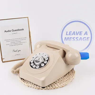Audio Guest Book Wedding Phone beige Recorder Telephone Audio Guestbook Antique Telephones with Recording Function Retro Phone